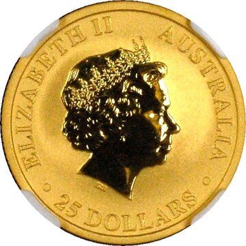 2012 25 Dollars – Elizabeth II (4th Portrait – Kangaroo -Gold Bullion Coin)