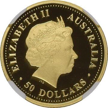 2008 50 Dollars – Elizabeth II (4th Portrait – Frilled Neck Lizard – Gold Bullion Coin)