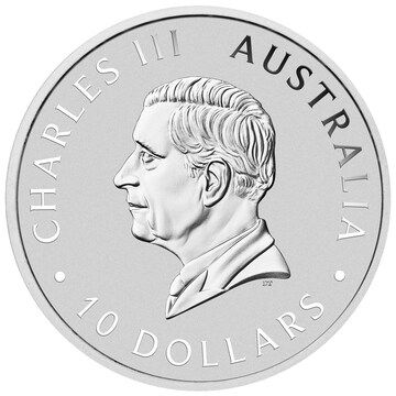 10 Dollars – Charles III (1st Portrait – Silver Kookaburra)