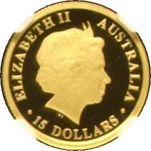 2010 15 Dollars – Elizabeth II (4th Portrait – Frilled Neck Lizard – Gold Proof)
