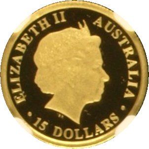 2010 15 Dollars – Elizabeth II (4th Portrait – Common Wombat; Gold Proof)
