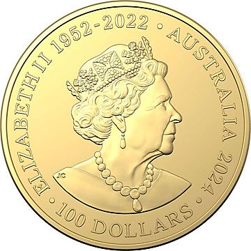 2024 100 Dollars – Elizabeth II (6th Portrait; In the name of – Tiger Snake – Gold Bullion Coin)