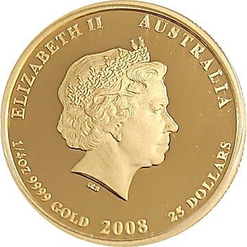 2008 25 Dollars – Elizabeth II (4th Portrait – Year of the Mouse – Gold Bullion Coin)