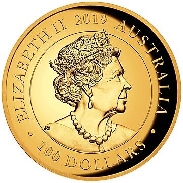 2019 100 Dollars – Elizabeth II (6th Portrait – Australian Gold Swan – High Relief Proof)