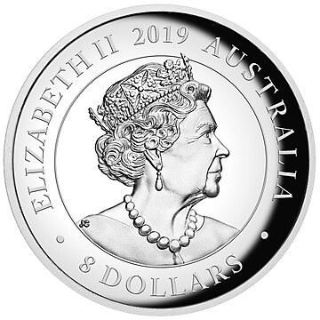 8 Dollars – Elizabeth II (6th Portrait – Australian Silver Swan – 5oz High Relief Proof)