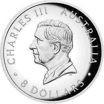 8 Dollars – Charles III (1st Portrait – Australian Silver Swan – 5oz High Relief Proof)