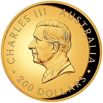 2024 200 Dollars – Charles III (1st portrait – Australian Kookaburra – Gold Proof High Relief)