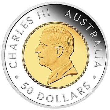 50 Dollars – Charles III (1st Portrait – Australian Wedge-tailed Eagle – Bimetallic Proof)