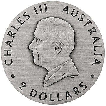 2 Dollars – Charles III (1st Portrait – Honey Bee – Silver Antiqued Coloured)