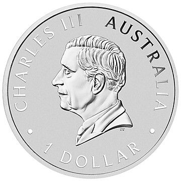 1 Dollar – Charles III (1st Portrait – Australian Emu – Silver Coloured)