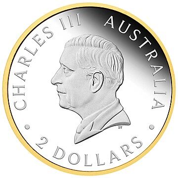 2 Dollars – Charles III (1st Portrait – Perth Mint 125th Anniversary – Gilded)