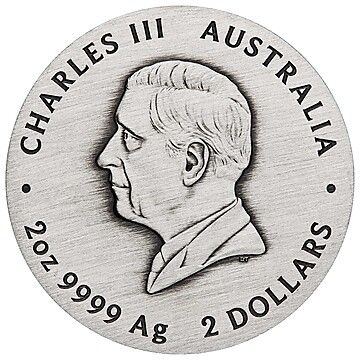 2 Dollars – Charles III (1st Portrait – Year of the Snake – Silver Antiqued)