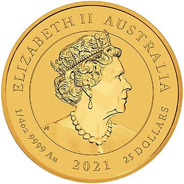 2021-2022 25 Dollars – Elizabeth II (6th Portrait – Australian Florin – Gold Bullion)