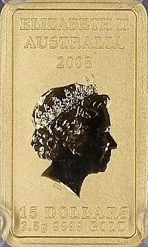2008-2009 15 Dollars – Elizabeth II (4th Portrait – Kangaroo Dreaming)