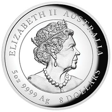 8 Dollars – Elizabeth II (6th Portrait – Year of the Tiger; Silver Proof High Relief)