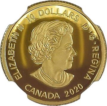 2020 10 Dollars – Elizabeth II (Relics of New France: Louis XIV 15 – Sol)