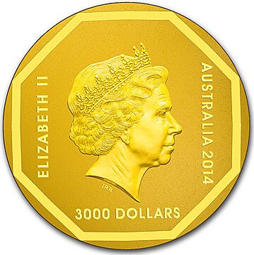 2014 3000 Dollars – Elizabeth II (4th Portrait – Koala Road Sign – Gold)
