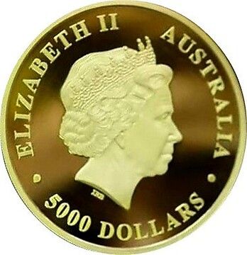 2016 5000 Dollars – Elizabeth II (4th Portrait – Australian Kangaroo – Gold)