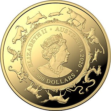 2020 500 Dollars – Elizabeth II (6th Portrait – Year of the Rat – Gold Bullion)