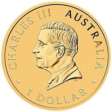 1 Dollar – Charles III (1st Portrait – Australian Silver Kookaburra – Gold Plated)