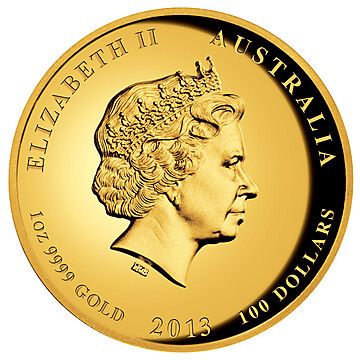 2013 100 Dollars – Elizabeth II (4th Portrait – Year of the Snake – Gold Proof High Relief)