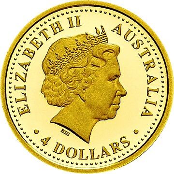 2001 4 Dollars – Elizabeth II (4th Portrait – Prospector Nugget – Panning)