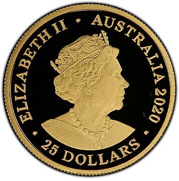 2020 25 Dollars – Elizabeth II (4th Portrait – Kangaroos at Dawn – Gold)