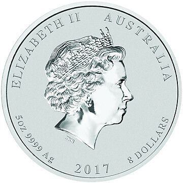 8 Dollars – Elizabeth II (4th Portrait – Year of the Rooster – Silver Coloured)