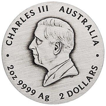 2 Dollars – Charles III (1st Portrait – Year of the Horse – Silver Antiqued)