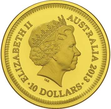 2013 10 Dollars – Elizabeth II (4th Portrait – Bicentenary of the Holey Dollar and Dump – Gold Proof)