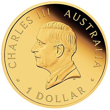 1 Dollar – Charles III (1st Portrait – The Australian Nugget – Welcome Stranger – Silver Proof Gold Plated)