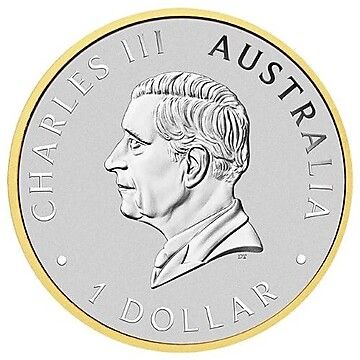 1 Dollar – Charles III (1st Portrait – Perth Mint 125th Anniversary – Silver Gilded)