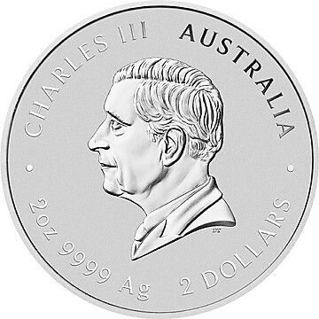 2 Dollars – Charles III (1st Portrait – Year of the Horse – Silver Coloured)