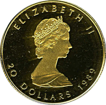 1986-1989 20 Dollars – Elizabeth II (2nd Portrait; GML Bullion Coinage)
