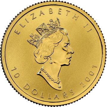 2001 10 Dollars – Elizabeth II (Gold Maple Hologram)