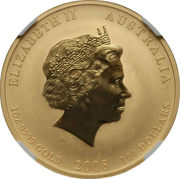 2008 100 Dollars – Elizabeth II (4th Portrait – Year of the Mouse – Gold Bullion Coin)