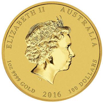 2016 100 Dollars – Elizabeth II (4th Portrait – Year of the Monkey – Gold Bullion Coin)