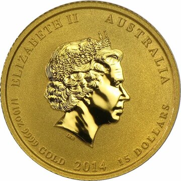 2014 15 Dollars – Elizabeth II (4th Portrait – Year of the Horse – Gold Bullion Coin)