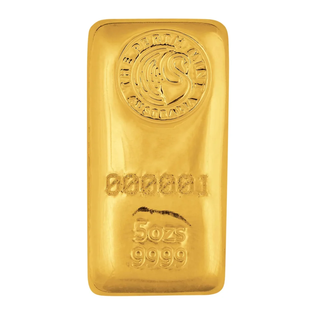 The Perth Mint 5oz Gold Cast Bar